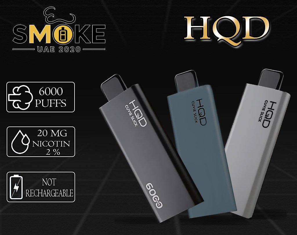 سجائر إلكترونية HQD Cuvie Slick عدد 6000 نفخة بنكهات متعددة HQD Cuvie Slick 6000 Puffs disposable vape device